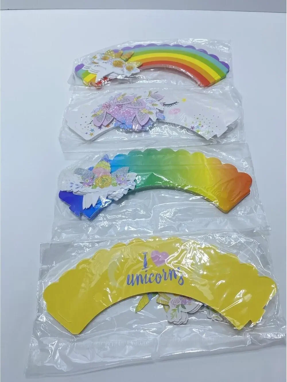 48-Piece Unicorn Cupcake Picks Rainbow Decor Wrappers Colorful Party Baking New